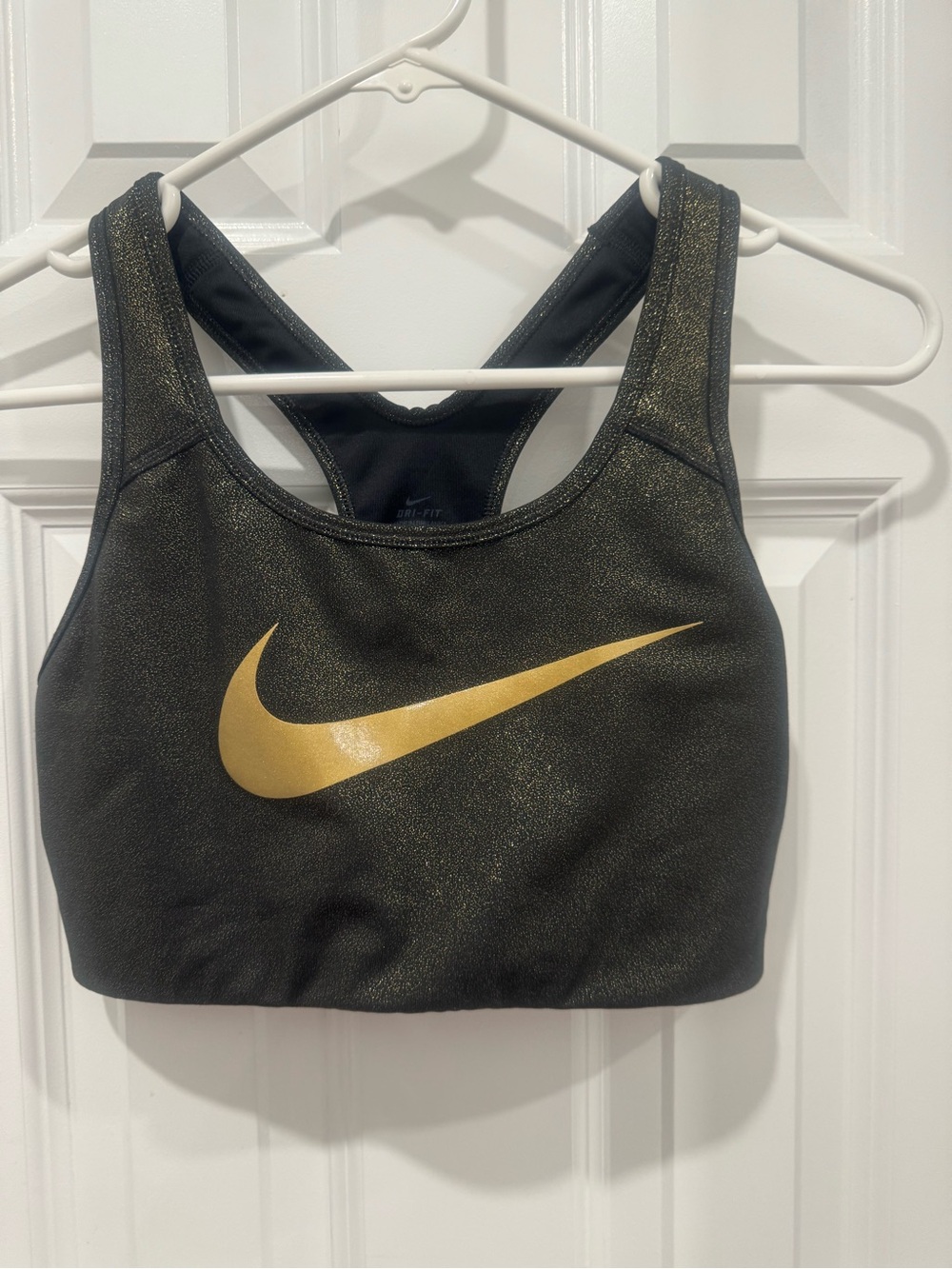 Nike Black Sports Bra with Gold Swoosh